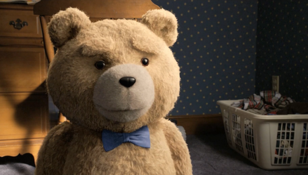 Ted-nallekarhu tummassa huoneessa.