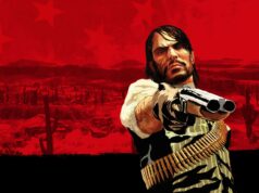 Red Dead Redemption (PS4/PS5) -arvostelu – Onko kyseessä edes remasterointi? Red Dead Redemption -kansikortti, jossa vihainen mies tähtää haulikolla kameraa.