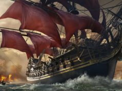 Skull and Bones -arvostelu – merirosvoilua Assassin’s Creedin vanavedessä Valtava merirosvolaiva myrskyssä.