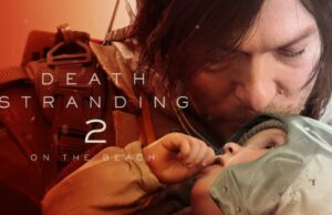 Death Stranding 2: On the Beach PC-arvostelu – sama peli, mutta sulavampana Death Stranding 2: On the Beach -pelin mainoskuva, jossa Norman Reedusin esittämä hahmo pitelee vauvaa.