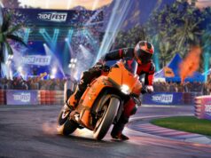 Ride 6 -arvostelu – en pelkää, nousta mä baggerin selkään Moottoripyörä ajaa aggressiivisesti moottoriradalla.