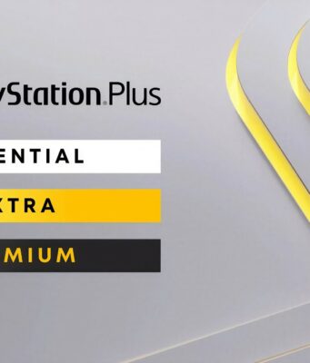 Nämä ovat heinäkuun uudet PS Plus Premium -pelit PlayStation Plus -palvelun tilaustasoja esittelevä graafinen kuva harmaalla taustalla. Vasemmassa yläkulmassa on PlayStation Plus -logo. Sen alla on kolme päällekkäistä palkkia: valkoinen palkki tekstillä ”ESSENTIAL”, keltainen palkki tekstillä ”EXTRA” ja musta palkki, jossa on keltainen teksti ”PREMIUM”. Taustalla näkyy tyyliteltyjä, kaartuvia linjoja, joista hohdaa keltaista valoa.
