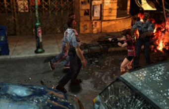 GOG optimoi vanhat Resident Evil -pelit PC:lle – saatavilla myös Steamiin Pelinäkymä klassisesta selviytymiskauhupelistä, jossa Claire Redfield tähtää pistoolilla kohti lähestyviä zombeja öisellä kaupungin kadulla. Kadulla on roskia ja särkynyt auton ikkuna, ja taustalla näkyy tulipalo sekä zombi, jolla on poliisivirkapuku. Pelin grafiikka on tyyliltään pikselöityä ja peräisin 1990-luvun lopulta.
