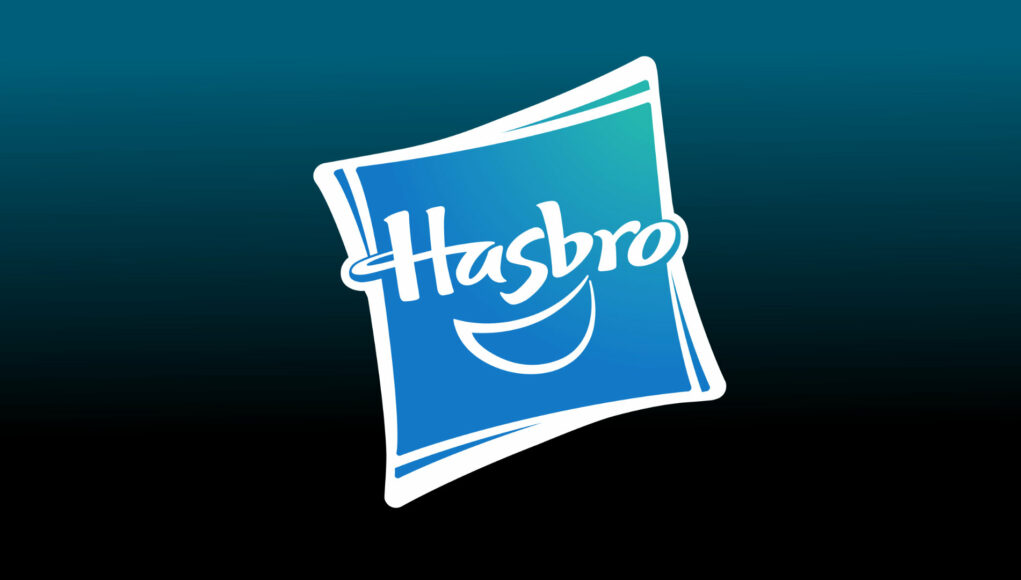 hasbro-logo Hasbro-yhtiön logo gradienttitaustalla.