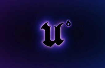 Epic Games esitteli Unreal 6 -pelimoottorin Musta U6-logo violetilla taustalla.