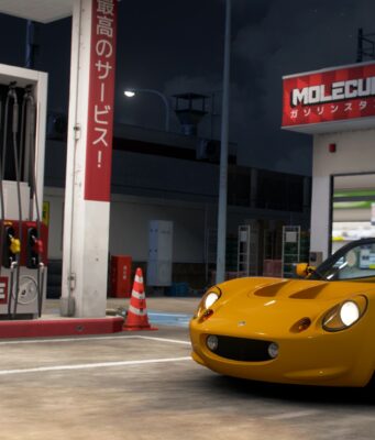 Forza Horizon 6 ei ehkä tulekaan PS5:lle tänä vuonna Pelikuvakaappaus yölliseltä japanilaiselta huoltoasemalta, jossa keltainen Lotus Elise -urheiluauto on pysäköitynä tankkauspisteen viereen ja värikkääseen 90-luvun tyyliseen takkiin, lippalakkiin sekä aurinkolaseihin pukeutunut pelihahmo seisoo sen vasemmalla puolella.