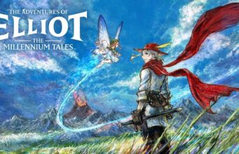 The Adventures of Elliot: The Millennium Tales -arvostelu – Zeldaa häpeilemättä lainaileva HD-2D-seikkailu Pelin kansikuva tai taidekuva, jossa on piirretty, klassista roolipelityyliä edustava maisema. Etualalla oikealla seisoo sivuttain nuori, vaaleatukkainen seikkailija, jolla on yllään punainen sulkahattu, pitkä punainen kaulahuivi ja vaalea paita, ja hän pitelee miekkaa huotrassa. Hänen yläpuolellaan vasemmalla lentää siivekäs keijuhahmo jättäen jälkeensä sinisen valovana. Taustalla näkyy vuoristo, purkautuva tulivuori sekä sininen, pilvinen taivas. Vasemmassa yläkulmassa on pelin logo: ”THE ADVENTURES OF ELLIOT – THE MILLENNIUM TALES”.
