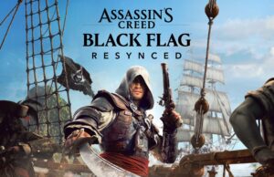Assassin’s Creed Black Flag Resynced -arvostelu – suosituin salamurhastelu uudelleensovitettuna Assassin's Creed Black Flag Resynced -pelin mainoskuva, jossa päähenkilö poseeraa miekka ja pistooli kädessään merirosvolaivan kannella.