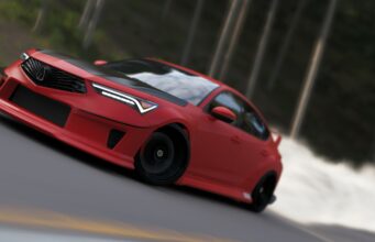 Forza Horizon 6 -pelistä nollataan tulostauluja huijausten vuoksi Urheilullinen punainen sedan-auto ajaa vauhdikkaasti mutkaisella tiellä, jossa on liikkeen tuntua luova sumennettu tausta.