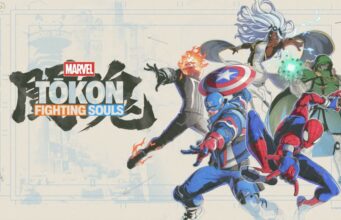 MARVEL Tōkon: Fighting Souls -arvostelu – luunappeja Street Fighter -tyylillä Marvel Tōkon Fighting Souls -aiheinen kuvitus, jossa sarjakuvasankarit Kapteeni Amerikka, Hämähäkkimies, Ghost Rider, Storm ja Tohtori Doom poseeraavat luonnosmaisella ja sarjakuvapaperia muistuttavalla taustalla.